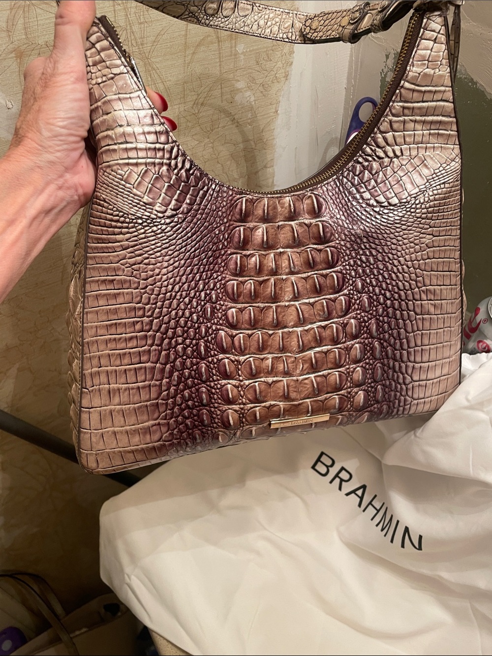 Brahmin Tabitha Croc-Embossed Shoulder Bag - With Dust Bag